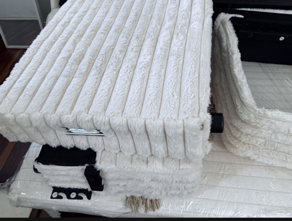 White Elegant  Couch.  Double Chaise Lounge Couch